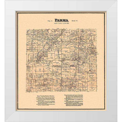 Parma Ohio Landowner - Titus 1876 White Modern Wood Framed Art Print by Titus