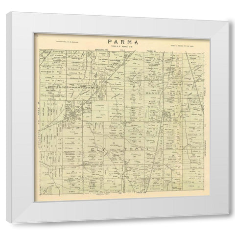 Parma Ohio Landowner - Stranahan 1903 White Modern Wood Framed Art Print by Stranahan