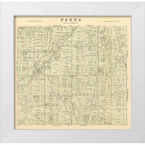 Parma Ohio Landowner - Stranahan 1903 White Modern Wood Framed Art Print by Stranahan