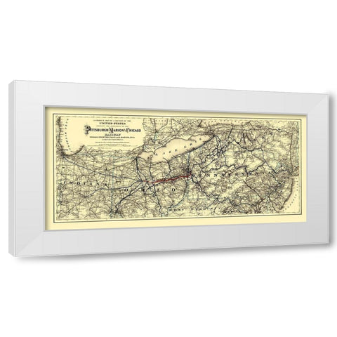 Pittsburgh, Marion and Chicago Railway 1887 White Modern Wood Framed Art Print by Colton