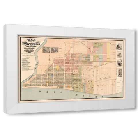 Portsmouth Ohio -Evans 1868 White Modern Wood Framed Art Print by Evans