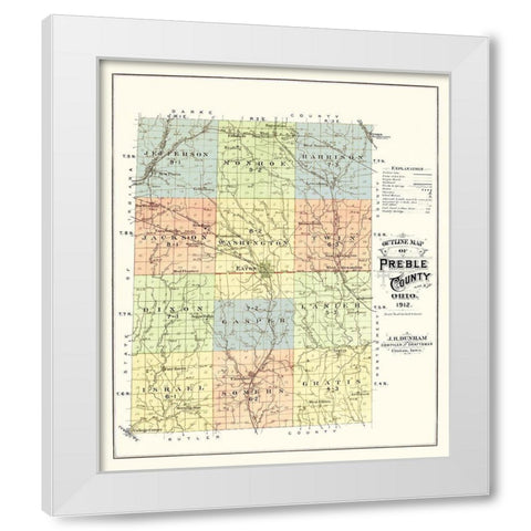 Preble Ohio - Dunham 1912 White Modern Wood Framed Art Print by Dunham