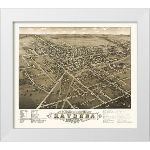 Ravenna Ohio - Ruger 1882 White Modern Wood Framed Art Print by Ruger