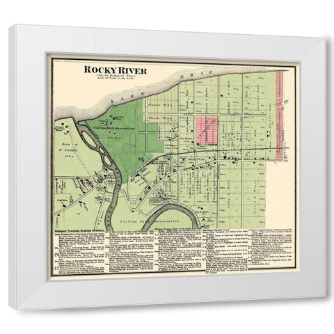 Rocky River Ohio Landowner - Titus 1876 White Modern Wood Framed Art Print by Titus