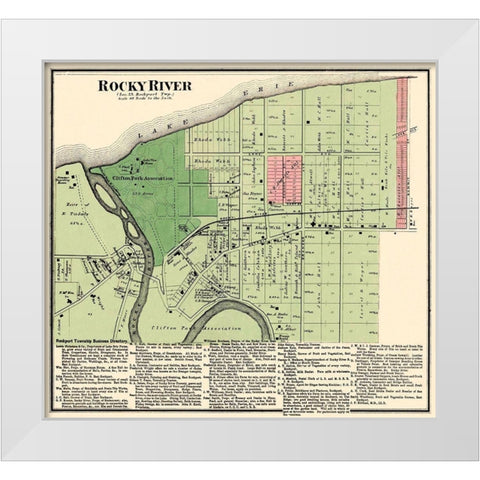 Rocky River Ohio Landowner - Titus 1876 White Modern Wood Framed Art Print by Titus