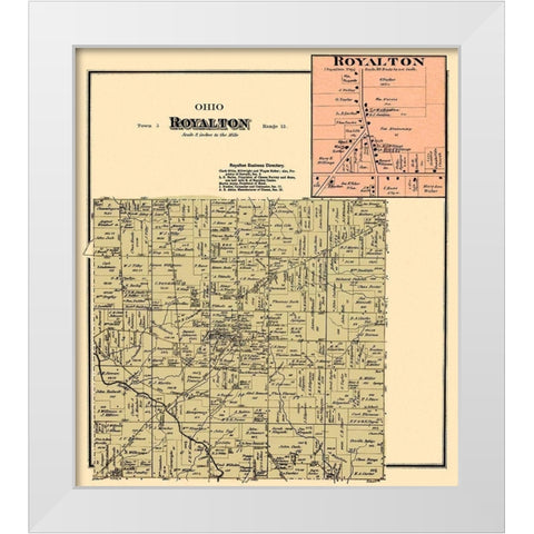 Royalton Ohio Landowner - Titus 1876 White Modern Wood Framed Art Print by Titus