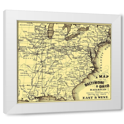 Baltimore and Ohio Railroad - Hoen 1860 White Modern Wood Framed Art Print by Hoen