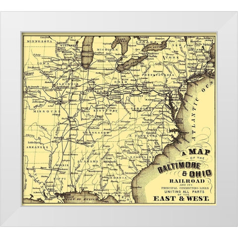 Baltimore and Ohio Railroad - Hoen 1860 White Modern Wood Framed Art Print by Hoen