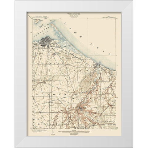 Sandusky Ohio Quad - USGS 1904 White Modern Wood Framed Art Print by USGS
