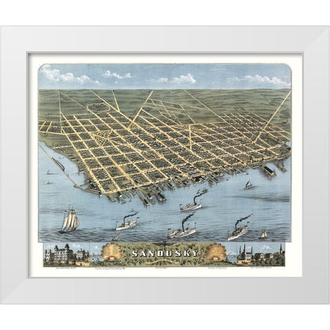 Sandusky Ohio -Stoner 1870 White Modern Wood Framed Art Print by Stoner