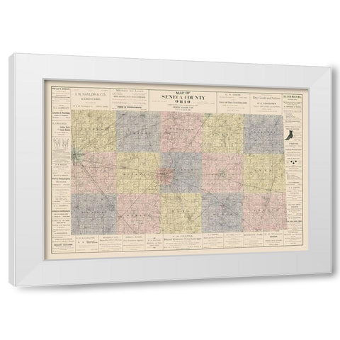 Seneca County Ohio - Woods 1896 White Modern Wood Framed Art Print by Woods
