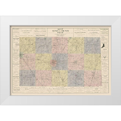 Seneca County Ohio - Woods 1896 White Modern Wood Framed Art Print by Woods