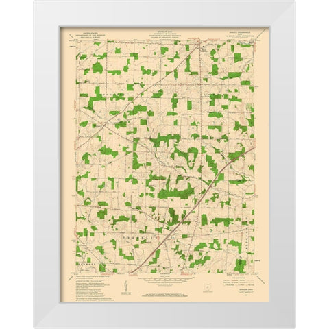 Shauck Ohio Quad - USGS 1961 White Modern Wood Framed Art Print by USGS
