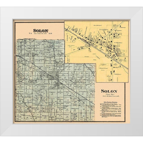 Solon Ohio Landowner - Titus 1876 White Modern Wood Framed Art Print by Titus