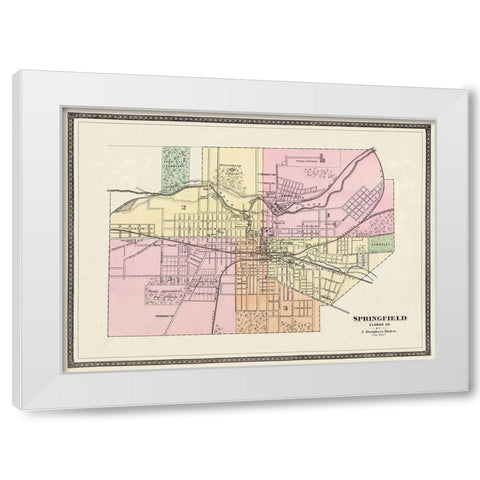 Springfield Ohio - Moler 1872 White Modern Wood Framed Art Print by Moler