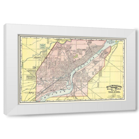 Toledo Ohio - Rand McNally 1897 White Modern Wood Framed Art Print by Rand McNally