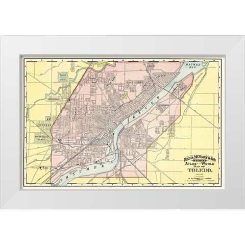 Toledo Ohio - Rand McNally 1897 White Modern Wood Framed Art Print by Rand McNally