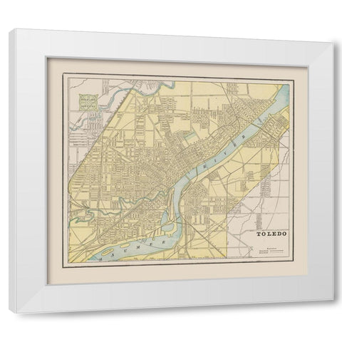 Toledo Ohio - Cram 1892 White Modern Wood Framed Art Print by Cram