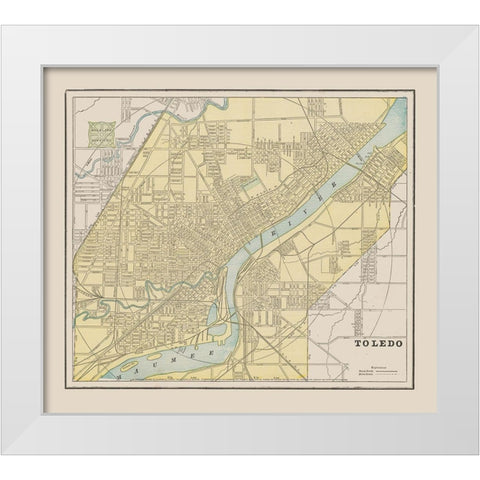 Toledo Ohio - Cram 1892 White Modern Wood Framed Art Print by Cram