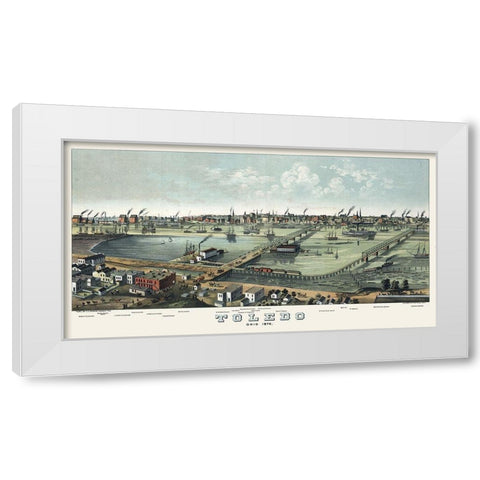 Toledo Ohio - Stoner 1876 White Modern Wood Framed Art Print by Stoner