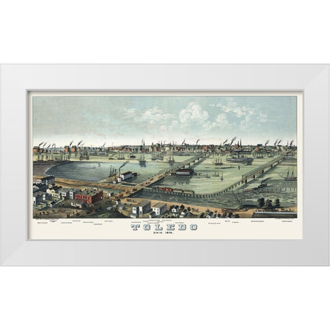 Toledo Ohio - Stoner 1876 White Modern Wood Framed Art Print by Stoner