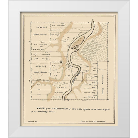 Two Miles Square Ohio - Williams 1817 White Modern Wood Framed Art Print by Williams