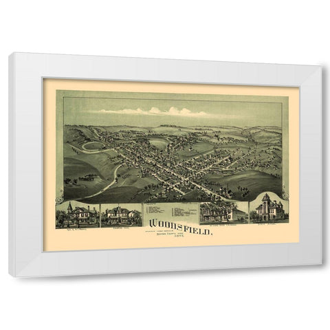 Woodsfield Ohio - Fowler 1899 White Modern Wood Framed Art Print by Fowler