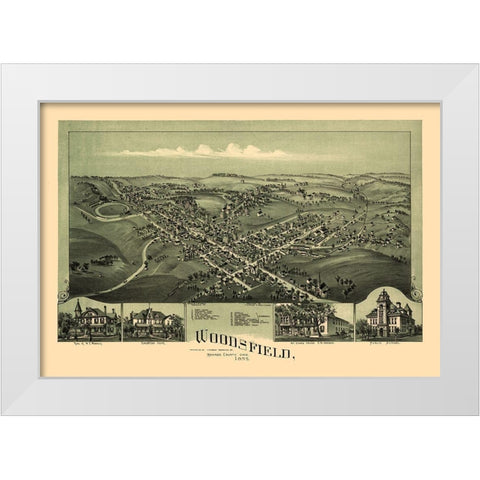 Woodsfield Ohio - Fowler 1899 White Modern Wood Framed Art Print by Fowler