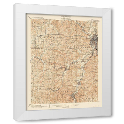 Zanesville Ohio Quad - USGS 1910 White Modern Wood Framed Art Print by USGS
