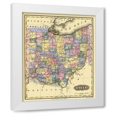 Ohio - Lucas 1823 White Modern Wood Framed Art Print by Lucas