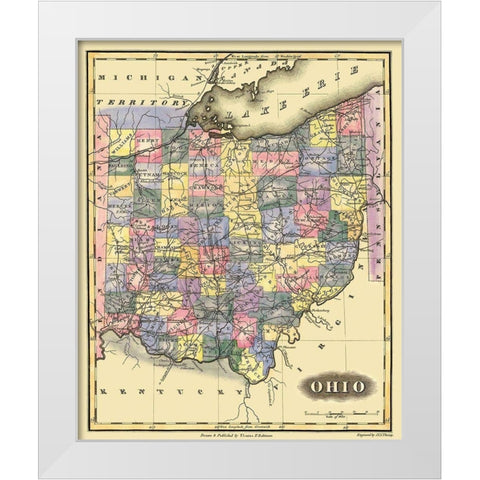 Ohio - Lucas 1823 White Modern Wood Framed Art Print by Lucas