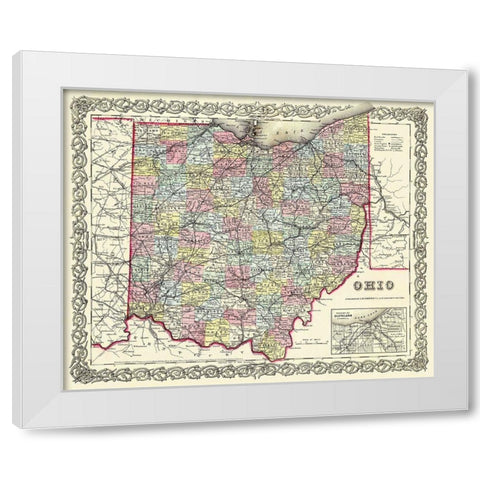 Ohio - Colton 1855 White Modern Wood Framed Art Print by Colton