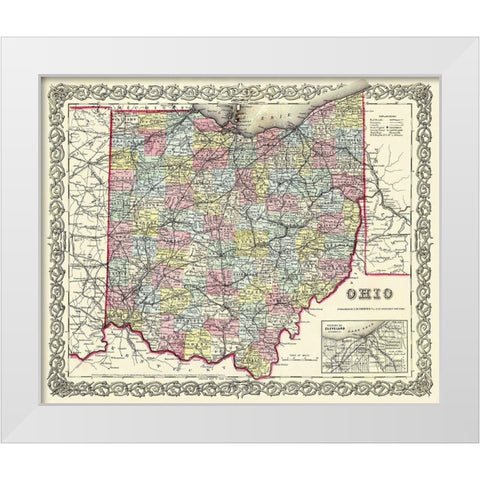 Ohio - Colton 1855 White Modern Wood Framed Art Print by Colton