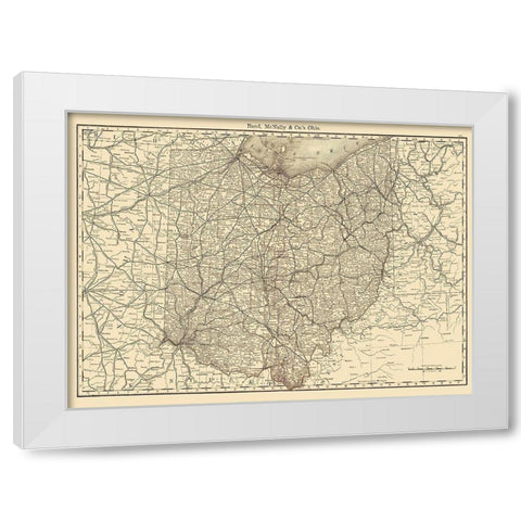 Ohio - Rand McNally 1879 White Modern Wood Framed Art Print by Rand McNally