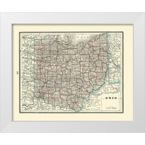 Ohio - Rathbun 1893 White Modern Wood Framed Art Print by Rathbun