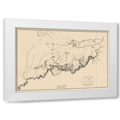 Ohio River - Collot 1796 White Modern Wood Framed Art Print by Collot