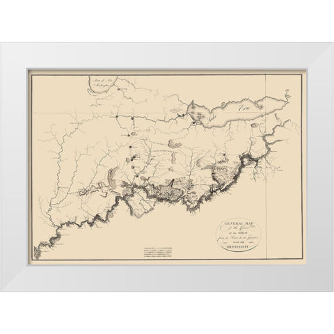 Ohio River - Collot 1796 White Modern Wood Framed Art Print by Collot