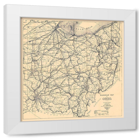 Ohio - Cappeller 1887 White Modern Wood Framed Art Print by Cappeller