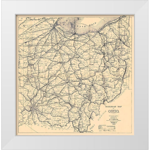 Ohio - Cappeller 1887 White Modern Wood Framed Art Print by Cappeller