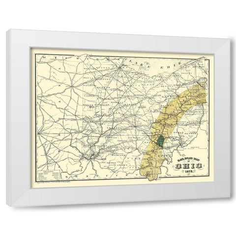 Ohio Railroads - Gray 1873 White Modern Wood Framed Art Print by Gray