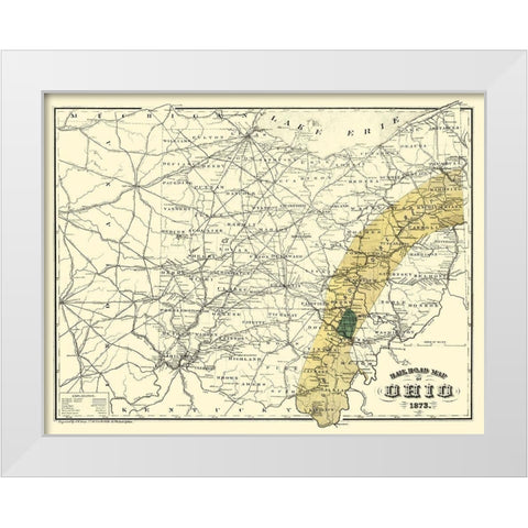 Ohio Railroads - Gray 1873 White Modern Wood Framed Art Print by Gray