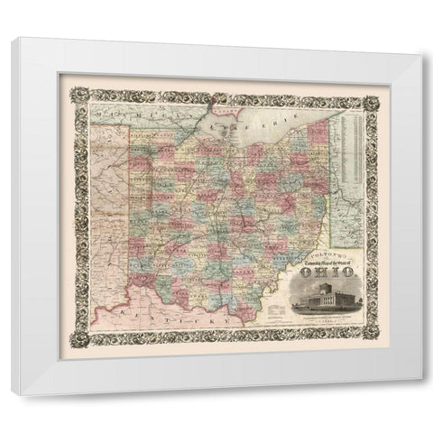 Ohio - Colton 1851 White Modern Wood Framed Art Print by Colton