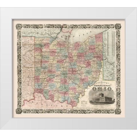Ohio - Colton 1851 White Modern Wood Framed Art Print by Colton