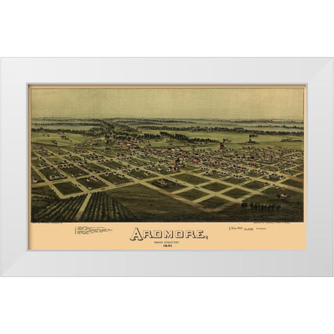 Ardmore Oklahoma - Fowler 1891 White Modern Wood Framed Art Print by Fowler