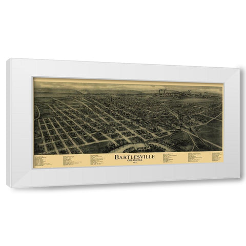 Bartlesville Oklahoma - Fowler 1917 White Modern Wood Framed Art Print by Fowler
