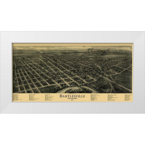 Bartlesville Oklahoma - Fowler 1917 White Modern Wood Framed Art Print by Fowler
