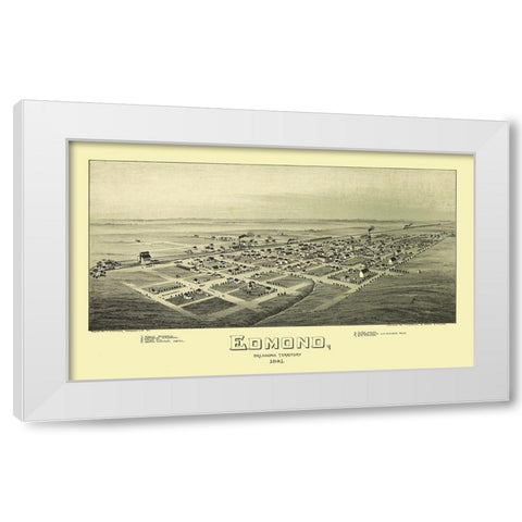 Edmond Oklahoma - Fowler 1891 White Modern Wood Framed Art Print by Fowler