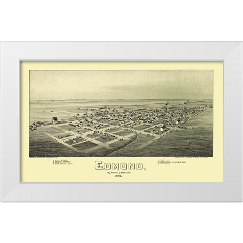Edmond Oklahoma - Fowler 1891 White Modern Wood Framed Art Print by Fowler
