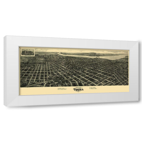 Tulsa Oklahoma - Fowler 1918 White Modern Wood Framed Art Print by Fowler