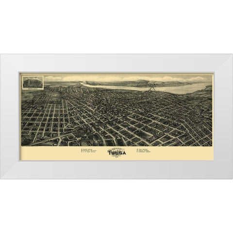 Tulsa Oklahoma - Fowler 1918 White Modern Wood Framed Art Print by Fowler